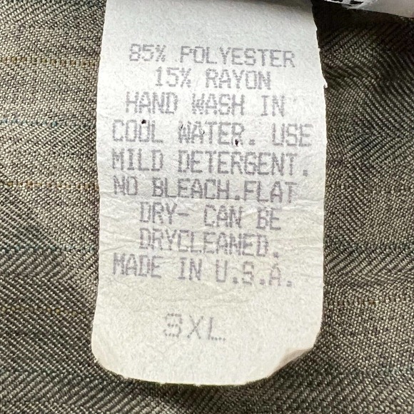 Vintage IQ Button Up Shirt Mens 3XL Green Long Sleeve Fabric Buttons USA Made - Picture 6 of 11